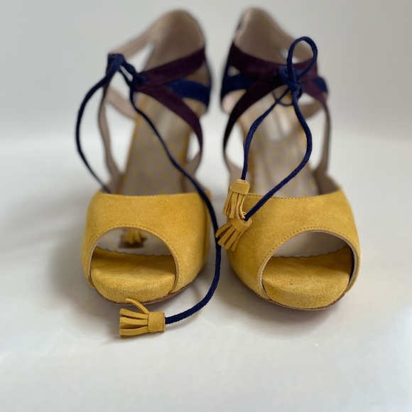 Boden Heels EU 38 Yellow Peep Toe Heels - Picture 2 of 7